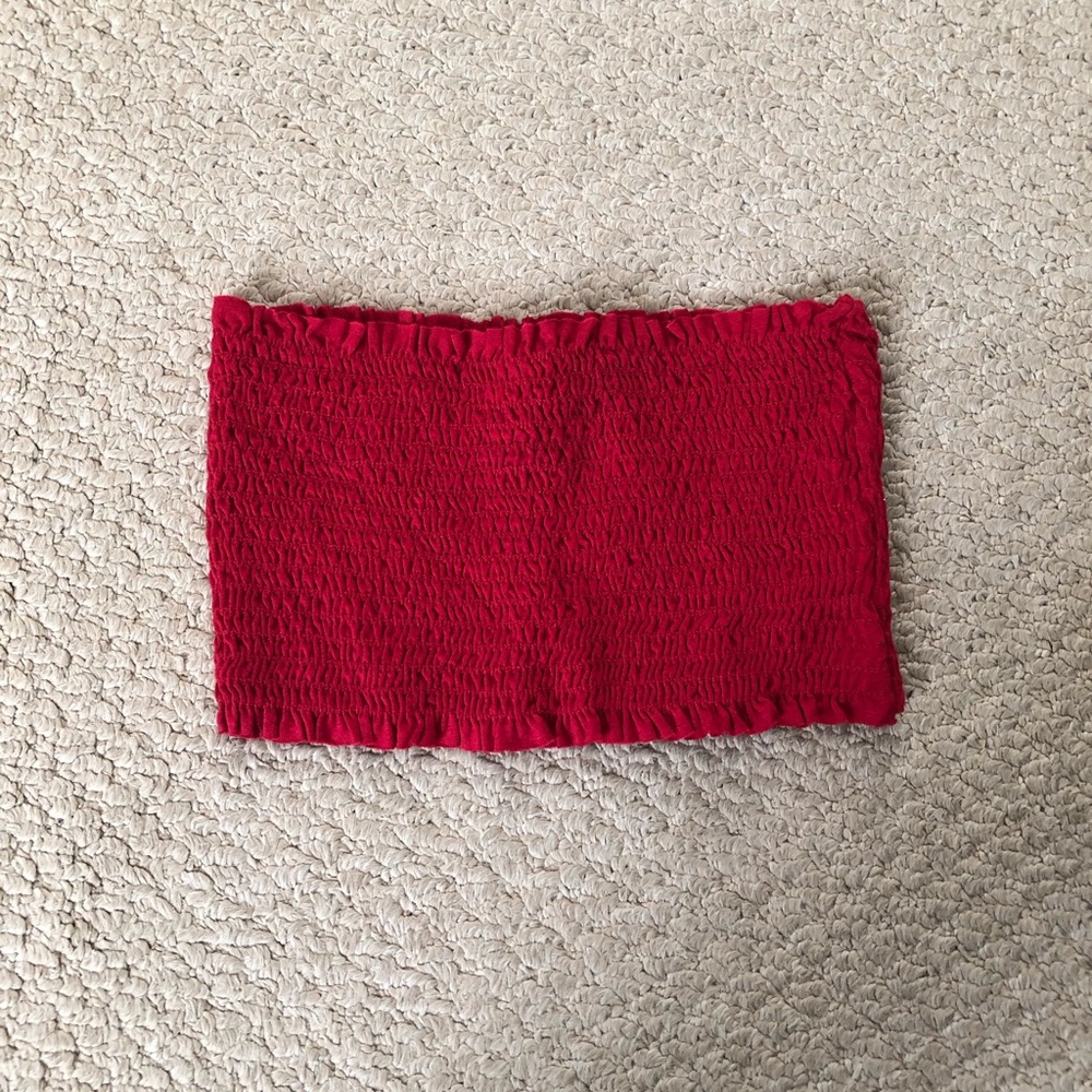 Red smocked tube top NWT